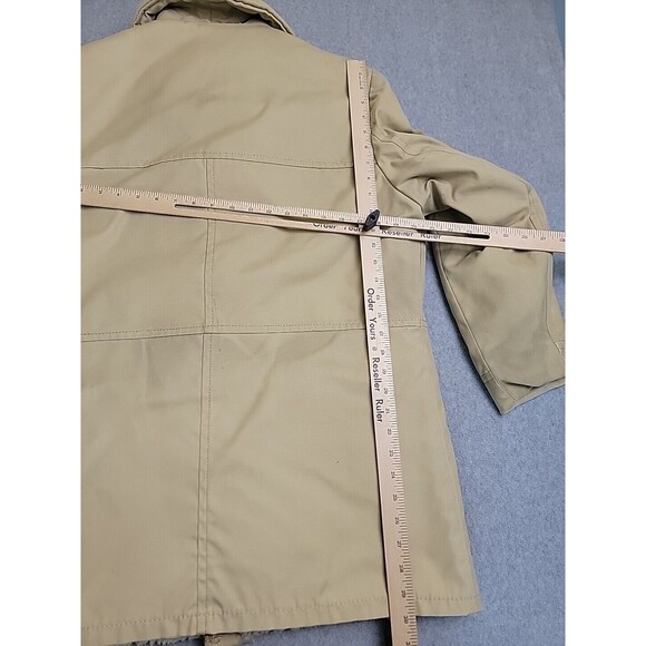 Vtg Lakeland Chore Jacket Mens 42 Brown Button Pockets Sherpa Lined Thrashed - Picture 13 of 16